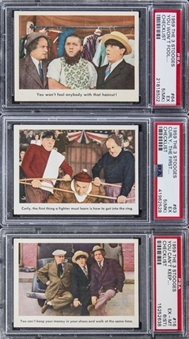 1959 Fleer "Three Stooges" Checklist Cards PSA-Graded Trio (3 Different) – #s 16, 63 and 64